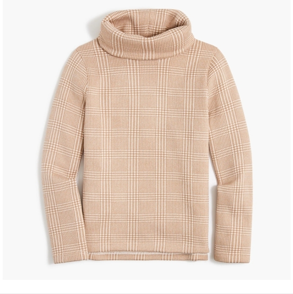J. Crew Sweaters - J.CREW Tan Plaid Long Sleeve Funnel neck Pullover - Medium